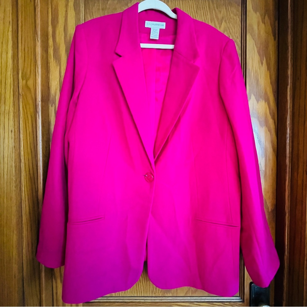 Vintage Retro Hot Pink Wool Sag Harbor Power Blazer